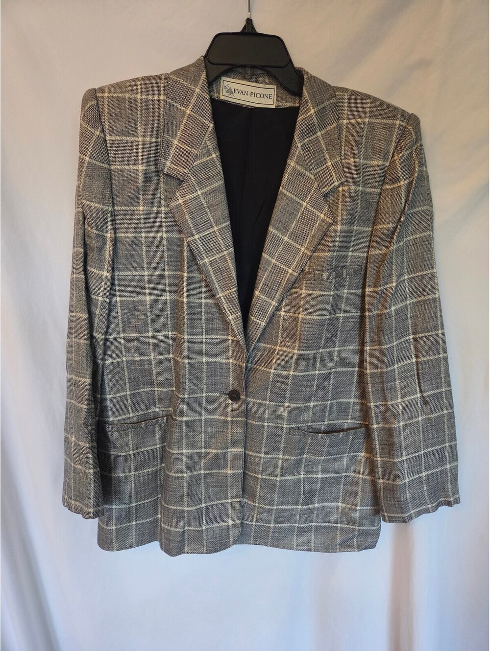 Vintage Evan Picone Plaid Blazer Jacket Womens 10 ILGWU Union Made USA 70s 80s